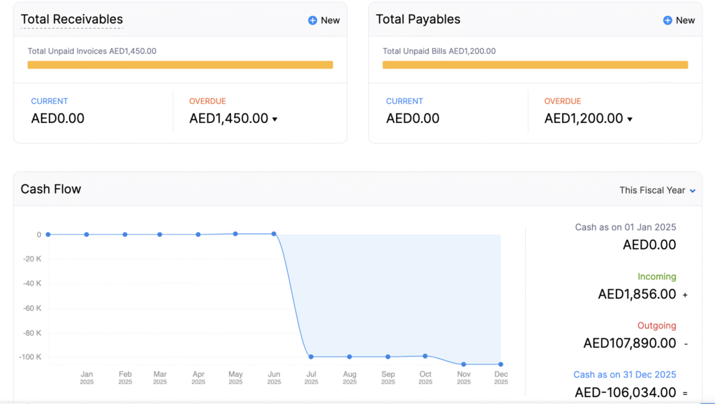 ZOHO Books Dashboard