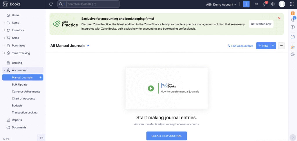ZOHO Books Manual Journals