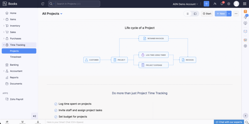 ZOHO Books Project Billing & Timesheets
